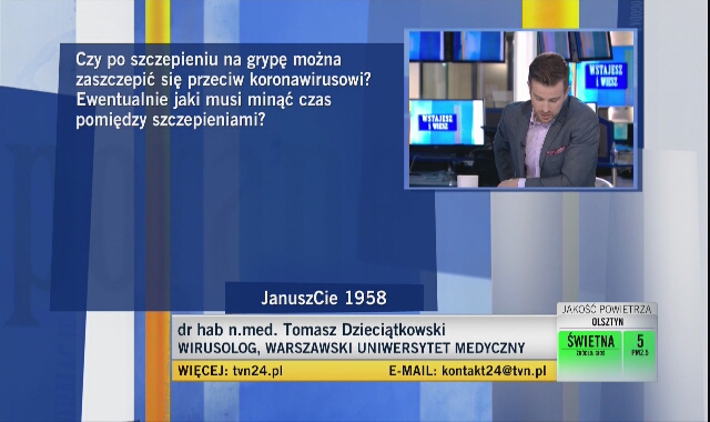 Dr Dzieciątkowski: nie będzie to szczepionka, po której odporność poszczepienna będzie trwała dożywotnio