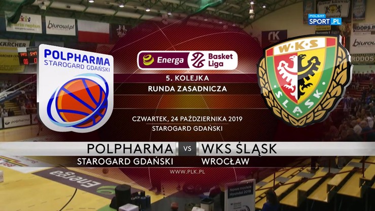 Polpharma Starogard Gdański - WKS Śląsk Wrocław 82:99. Skrót meczu