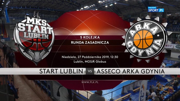 Start Lublin - Asseco Arka Gdynia 66:95. Skrót meczu