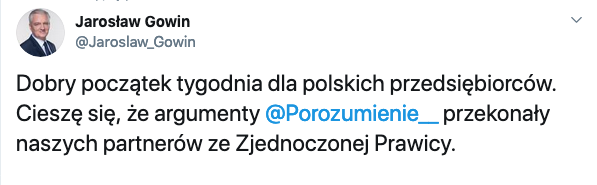 Wpis Jarosława Gowina dotyczący zniesienia limitu 30-krotności składek na ZUS