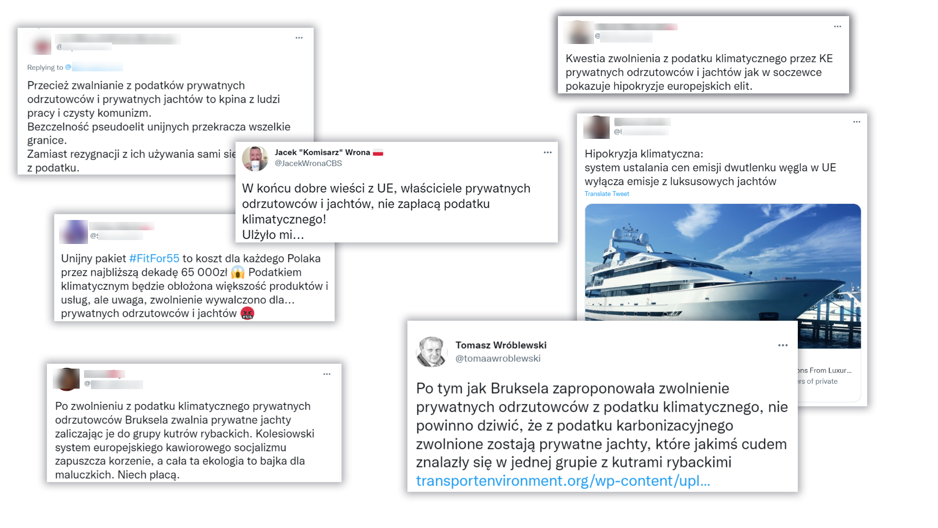 Na Twitterze jest dużo komentarzy, w których internauci pisali o podatku klimatycznym, jachtach i prywatnych odrzutowcach