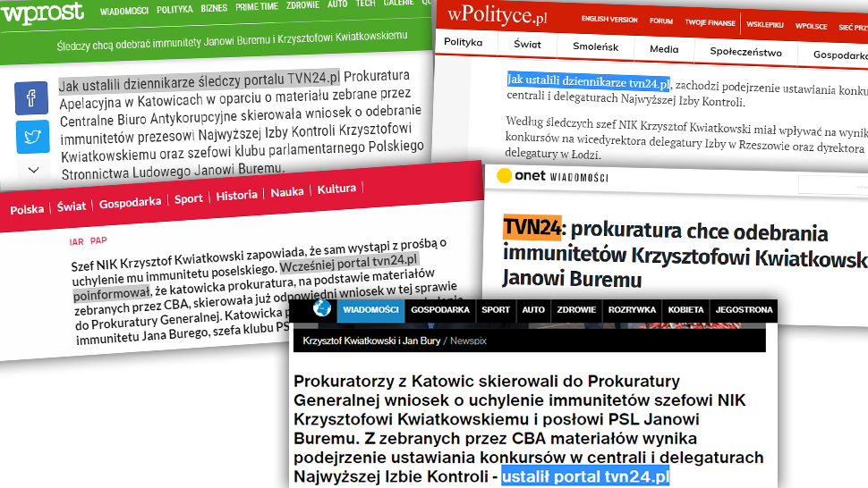 Dziennikarze tvn24.pl ujawnili w 2015 r., że prokuratura chce odebrać immunitet Krzysztofowi Kwiatkowskiemu