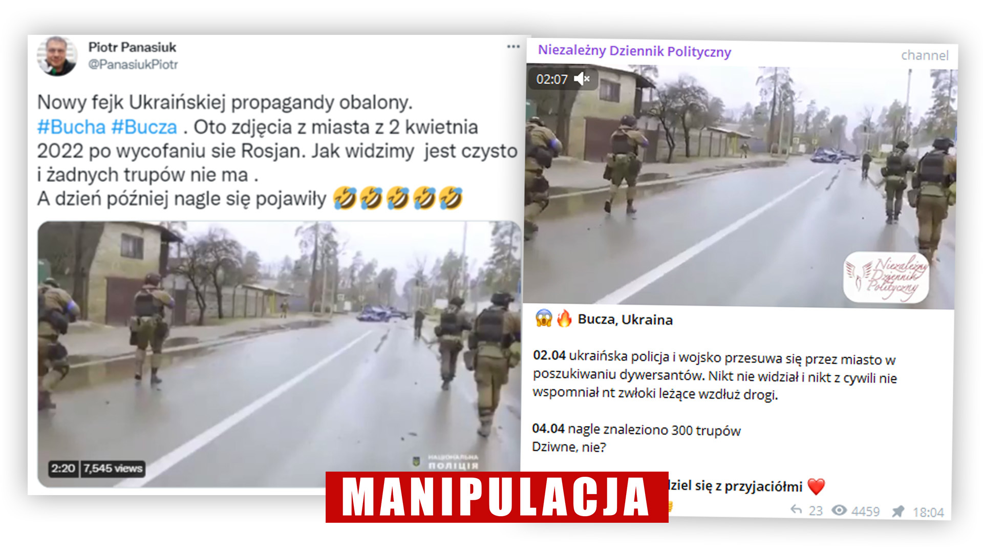 Fragmenty nagrania ukraińskiej policji wykorzystane w polskiej sieci do dezinformacji