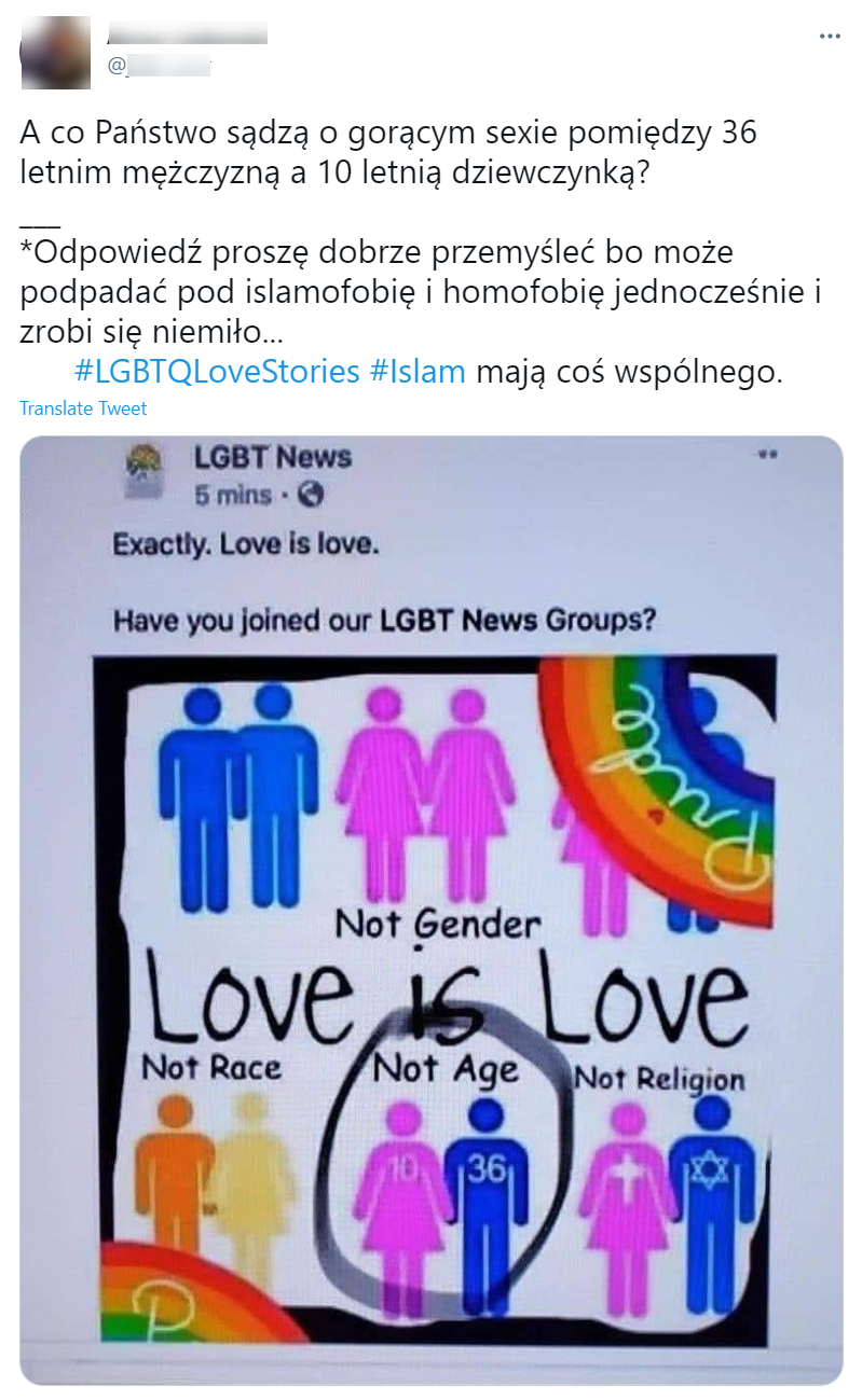Ilustracja ma być dowodem na akceptację pedofilii przez środowiska LGBT