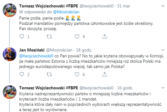 Jan Mosiński - dyskusja na Twitterze