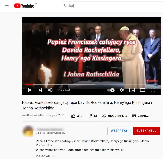 Film z papieżem Franciszkiem w serwisie YouTube