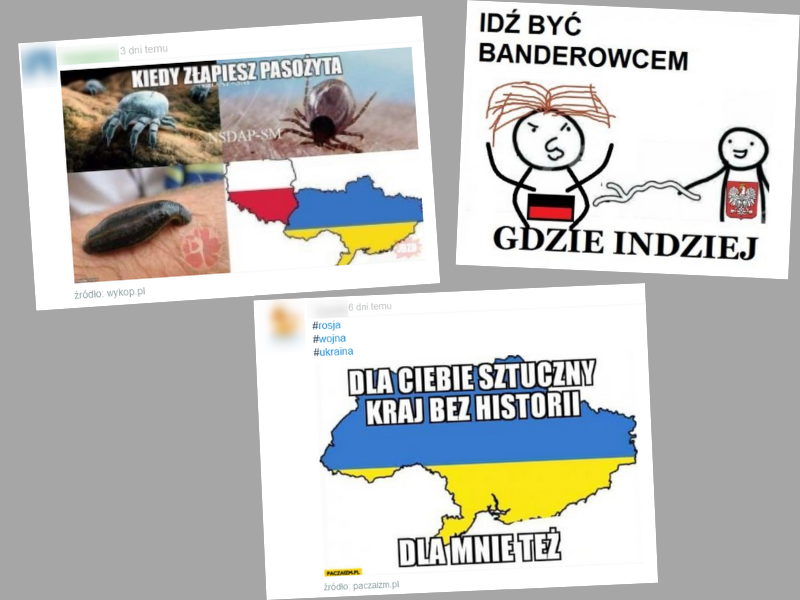 Przykłady antyukraińskich przekazów publikowanych w Wykopie z hasztagiem #ukraina