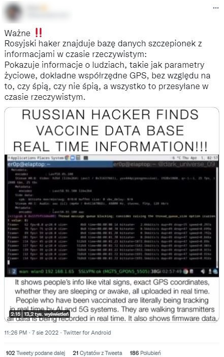 Post o bazie danych odnalezionej rzekomo przez rosyjskiego hakera