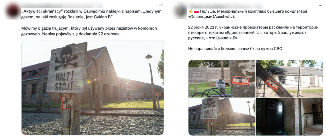 Posty po polsku i rosyjsku ze zmanipulowanymi zdjęciami