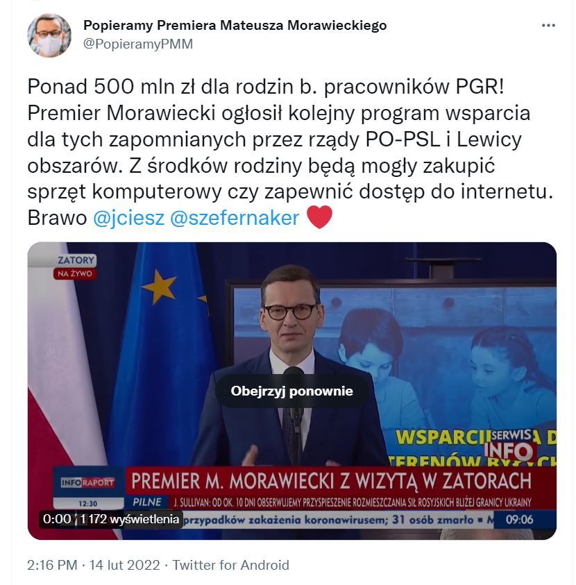 Komentarz o "ogłoszeniu kolejnego programu wsparcia" przez Morawieckiego 