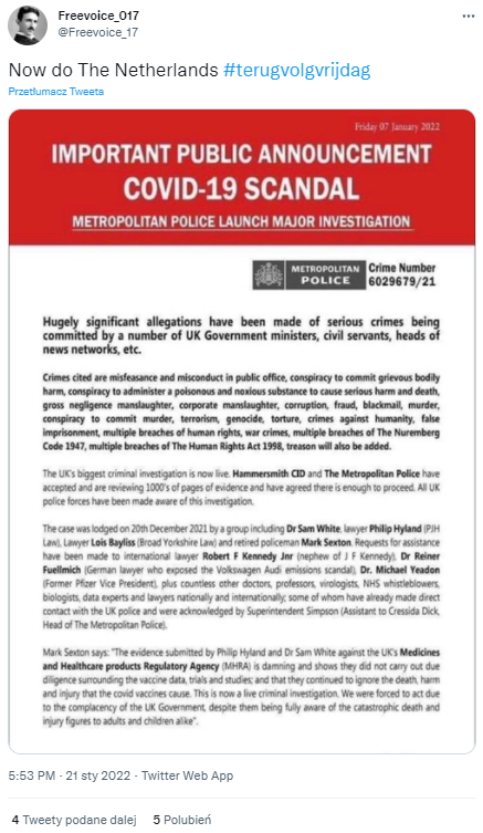 Internauci publikują treść ogłoszenia o "Skandalu wokół COVID-19"