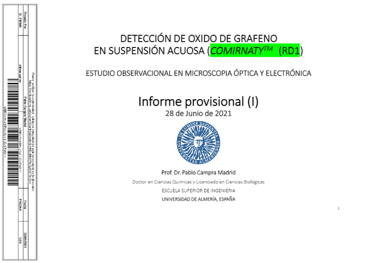 Strona tytułowa sprawozdania z badań prof. Pablo Campry Madrida