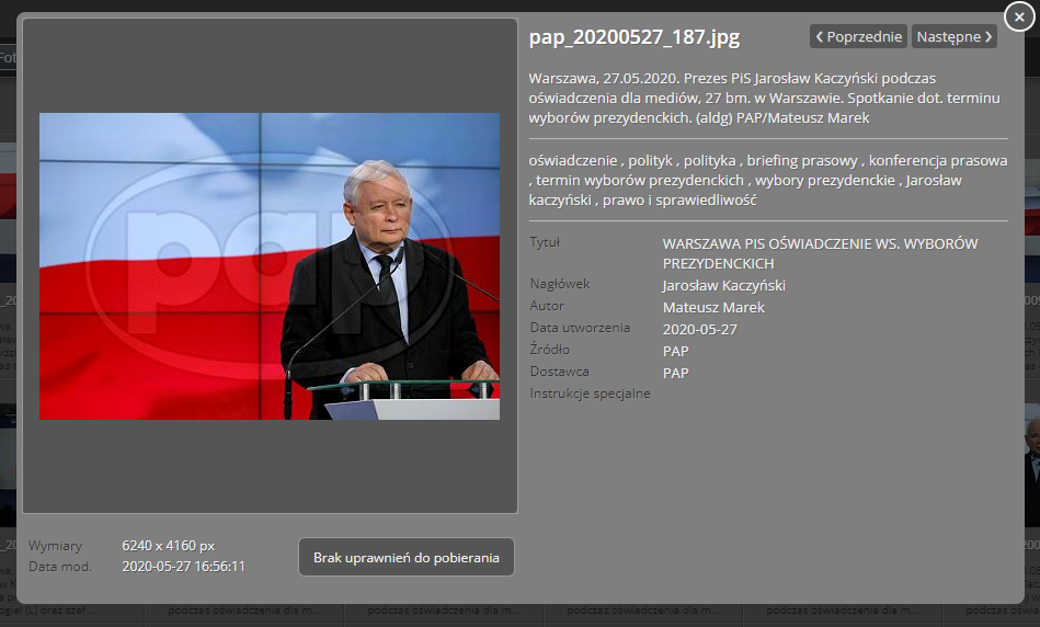Oryginalne zdjęcie Jarosława Kaczyńskiego wykorzystane w fotomontażu