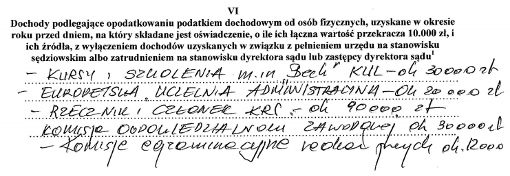 Fragment oświadczenia sędziego Macieja Mitery
