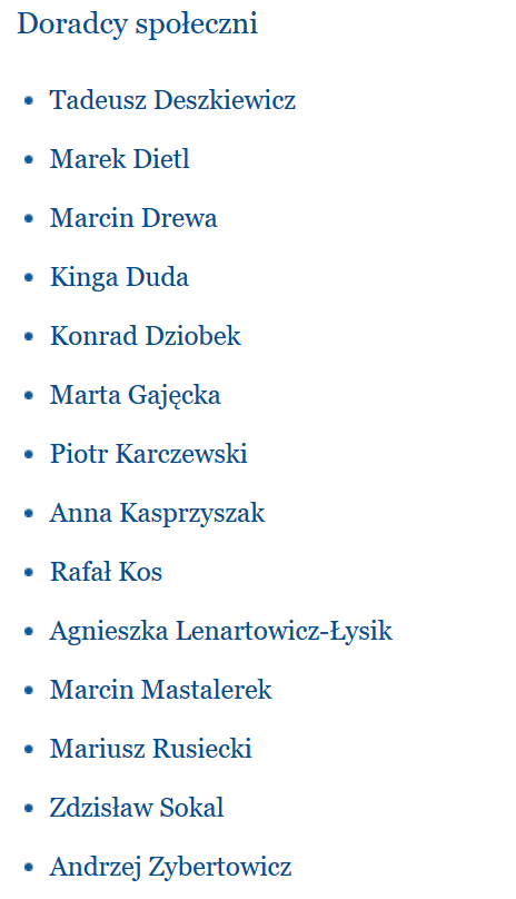 Lista społecznych doradców Andrzeja Dudy