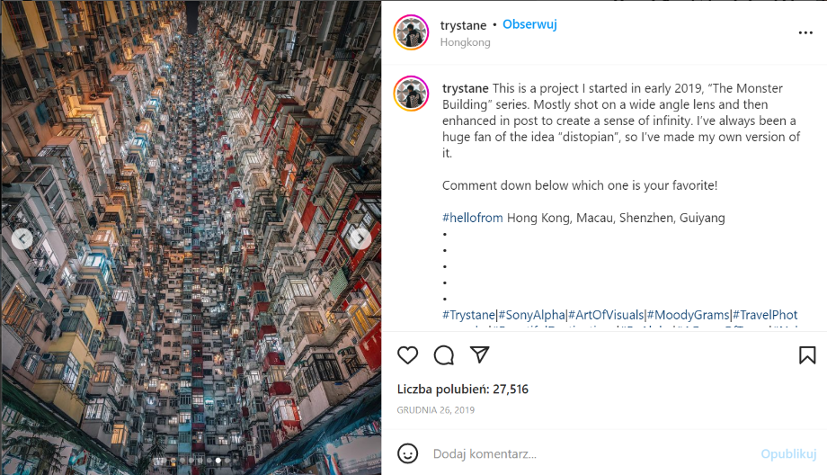 Tristan Zhou opublikował serię zdjęć "The Monster Building" w grudniu 2019 roku, przyznając się do fotomontażu