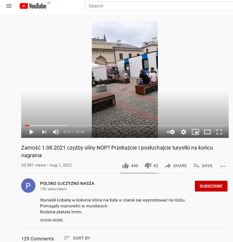 Film sprzed punktu szczepień w Zamościu pojawił się na YouTubie