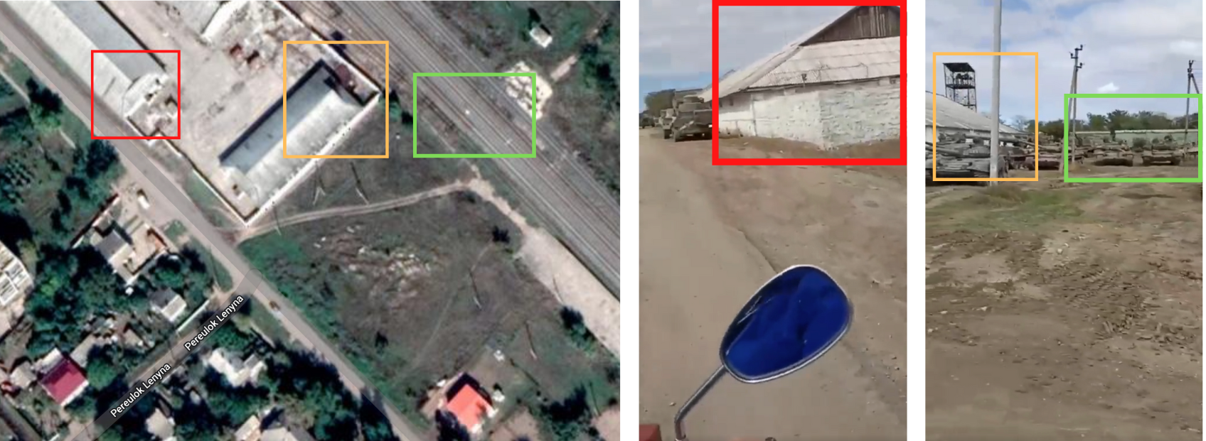 Elementy widoczne na zdjęciu satelitarnym z Krymu odpowiadają tym na nagraniu