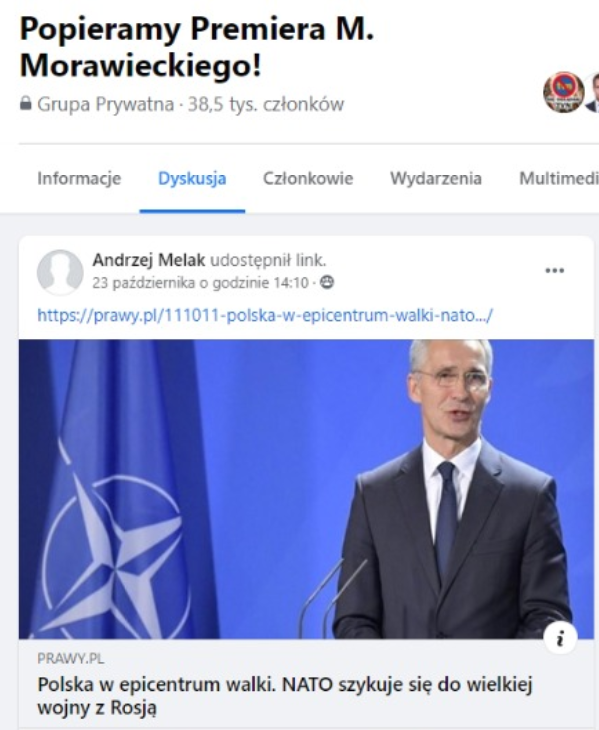 Konto Andrzeja Melaka udostępniło link do tekstu ze strony prawy.pl