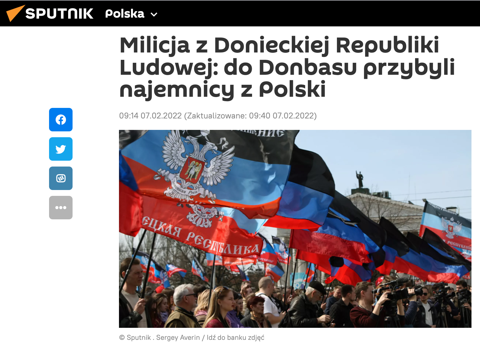 Artykuł Sputnik Polska o "polskich najemnikach"